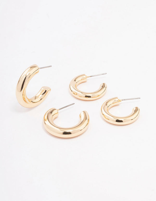 Gold Chubby Hoop Earring Pack