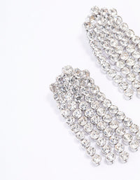 Rhodium Multi Row Cupchain Drop Earrings - link has visual effect only