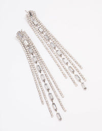 Silver Mixed Diamante Cupchain Drop Earrings - link has visual effect only