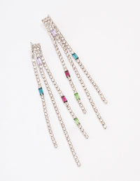 Silver Mixed Diamante Cup Chain Drop Earrings - link has visual effect only