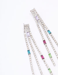 Silver Mixed Diamante Cup Chain Drop Earrings - link has visual effect only