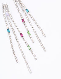 Silver Mixed Diamante Cup Chain Drop Earrings - link has visual effect only