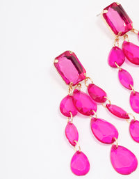 Pink Diamante Triple Row Drop Earrings - link has visual effect only