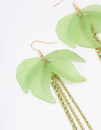 Green Leaf Petal Cup Chain Drop Earrings - link has visual effect only