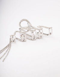 Silver Wavy Diamante Cup Chain Hair Claw Clip - link has visual effect only