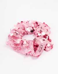 Pink Fabric Mixed Square Stone Hair Scrunchie - link has visual effect only