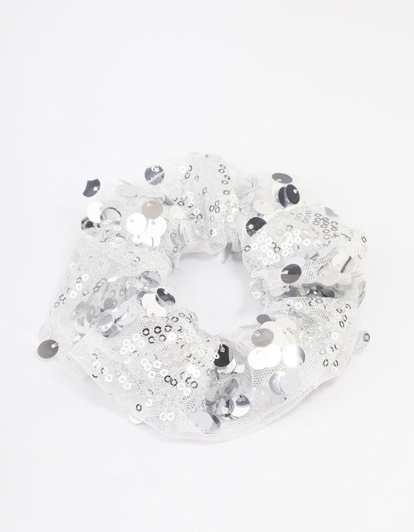 Fabric Mixed Size Sequin Hair Scrunchie