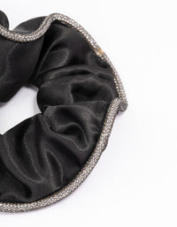 Black Fabric Diamante Hair Scrunchie - link has visual effect only