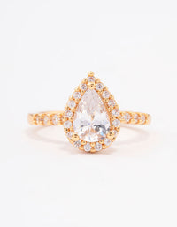 Gold Plated Classic Pear Cubic Zirconia Engagement Ring - link has visual effect only