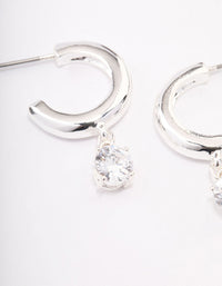 Silver Plated Cubic Zirconia Hoop Earrings - link has visual effect only