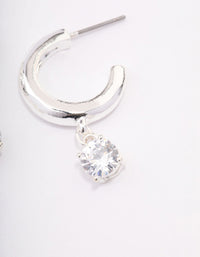 Silver Plated Cubic Zirconia Hoop Earrings - link has visual effect only