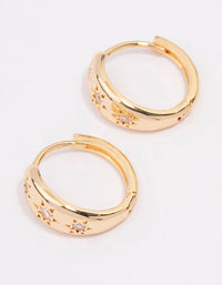 Gold Plated Cubic Zirconia Celestial Huggie Hoop Earrings - link has visual effect only