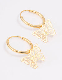 Gold Plated Filigree Butterfly Hoop Earrings - link has visual effect only