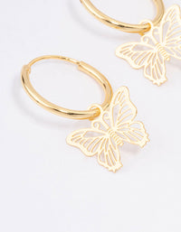 Gold Plated Filigree Butterfly Hoop Earrings - link has visual effect only