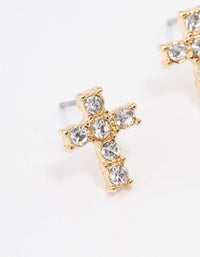 Gold Plated Diamante Cross Stud Earrings - link has visual effect only