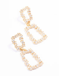 Gold Plated Rectangle Cubic Zirconia Cluster Drop Earrings - link has visual effect only