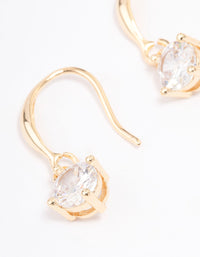 Gold Plated Cubic Zirconia Solitaire Hook Drop Earrings - link has visual effect only