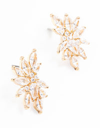 Gold Plated Marquise Fan Leaf Stud Earrings - link has visual effect only