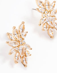 Gold Plated Marquise Fan Leaf Stud Earrings - link has visual effect only