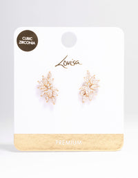 Gold Plated Marquise Fan Leaf Stud Earrings - link has visual effect only