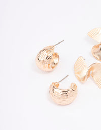 Gold Textured Hoop Earring Pack - link has visual effect only