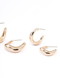 Gold Wave Matched Hoop Earring Pack - link has visual effect only