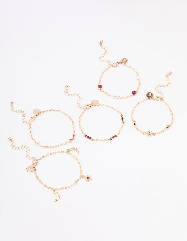 Gold Star Moon Bracelet & Anklet 5-Pack