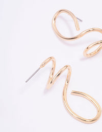 Gold Mixed Irregular Spiral Drop Earrings - link has visual effect only