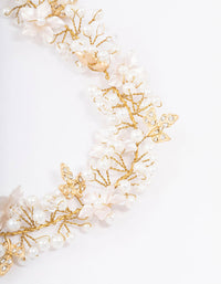 Gold Pearl Cluster Flower Hair Drape - link has visual effect only