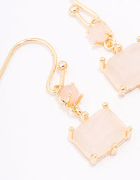 Gold Plated Round & Square Semi-Precious Drop Earrings - link has visual effect only