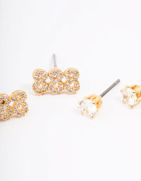 Gold Plated Cubic Zirconia Angel Number 888 Stud Earring Pack - link has visual effect only