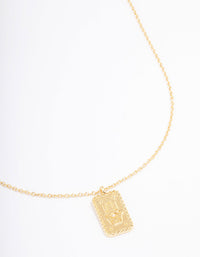 Gold Plated Hamsa Rectangle Pendant Necklace - link has visual effect only