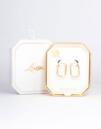 Gold Plated Octagon Cubic Zirconia Hoop Earrings - link has visual effect only