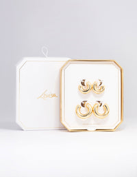 Gold Plated Chubby Hoop Earring Pack - link has visual effect only