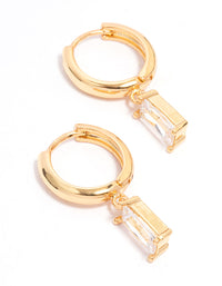 Gold Plated Cubic Zirconia Drop Hoop Earrings - link has visual effect only