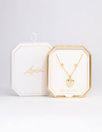 Gold Plated Heart Locket Necklace & Earrings Set - link has visual effect only