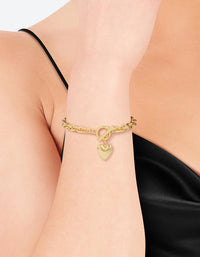 Gold Plated Heart FOB Bracelet - link has visual effect only