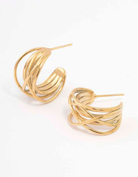 Waterproof Gold Plated Stainless Steel Organic Wire Hoop Earrings - link has visual effect only