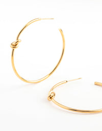 Gold Plated Stainless Steel Classic Knotted Hoop Earrings - link has visual effect only