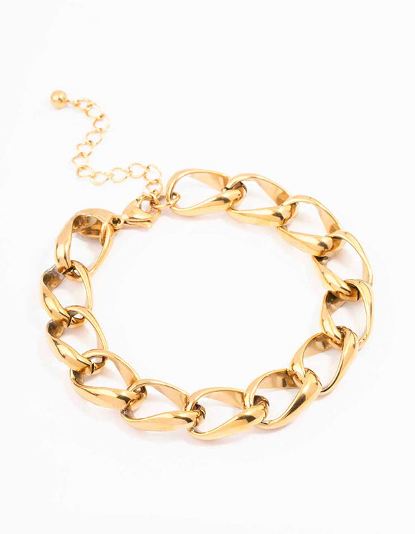 Waterproof Gold Plated Stainless Steel Open Curb Chain Bracelet