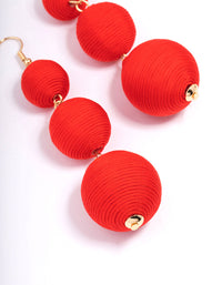 Red Thread Through Wrapped Ball Drop Earrings - link has visual effect only