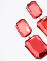 Red Statement Square Stone Drop Earrings - link has visual effect only