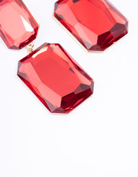 Red Statement Square Stone Drop Earrings - link has visual effect only