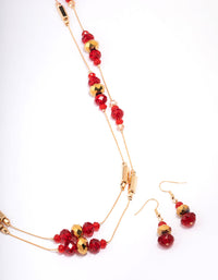 Red Multi Beaded Long Jewellery Set - link has visual effect only