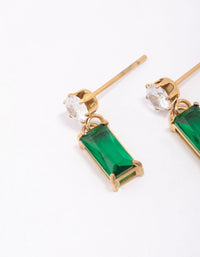 Gold Plated Surgical Steel Cubic Zirconia Baguette Drop Earrings - link has visual effect only