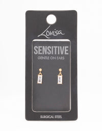 Gold Plated Surgical Steel Baguette Drop Earrings - link has visual effect only