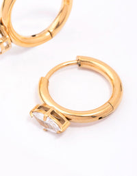 Gold Plated Surgical Steel Marquise Cubic Zirconia Huggie Earrings - link has visual effect only