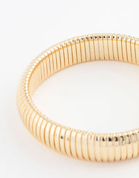 Gold Plated Wide Ribbed Bangle - link has visual effect only