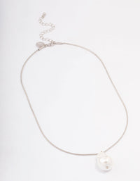 Silver Snake Chain Pearl Pendant Necklace - link has visual effect only