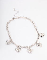 Silver Puffy Heart Chunky Chain Necklace - link has visual effect only